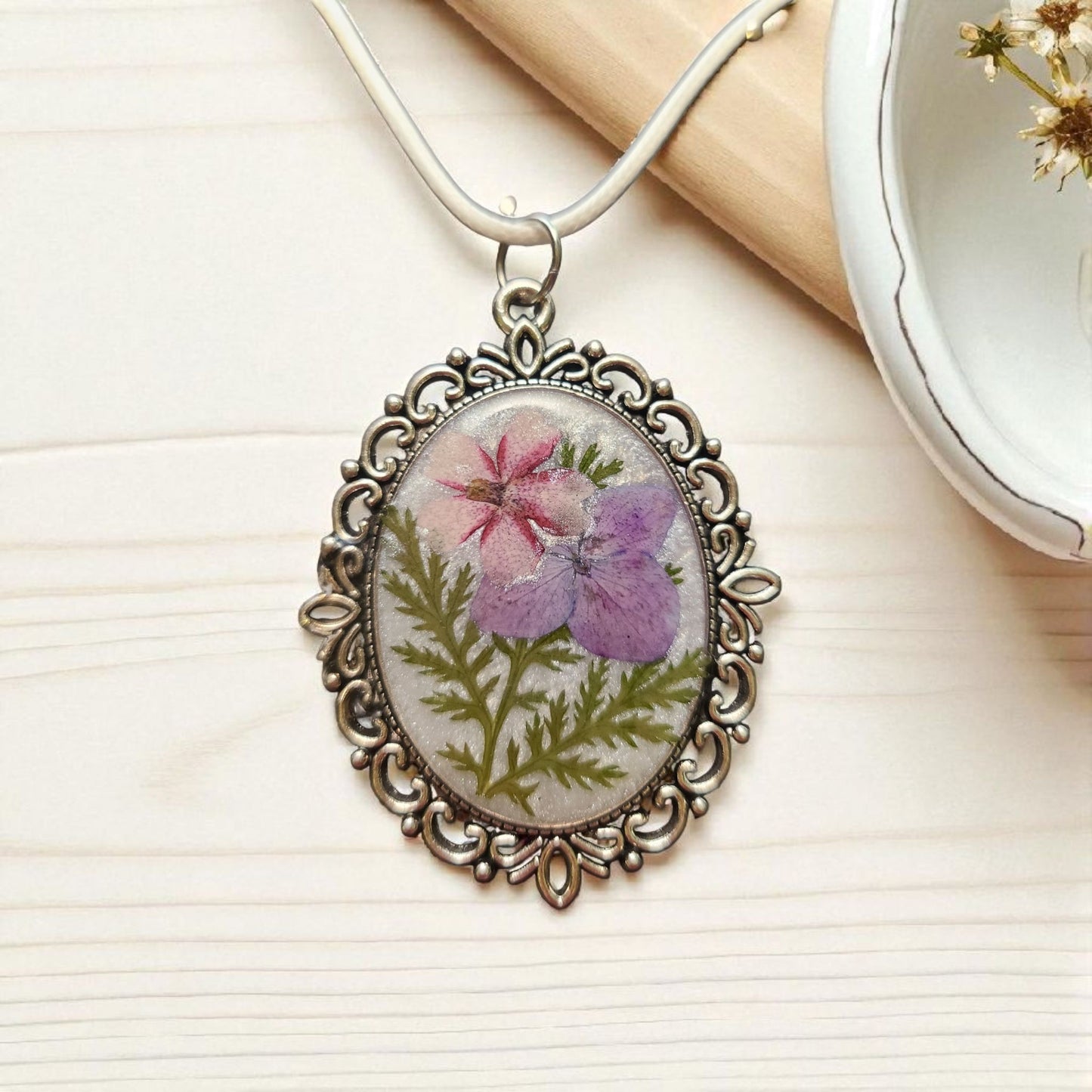 Flower Pendant with Leather cord