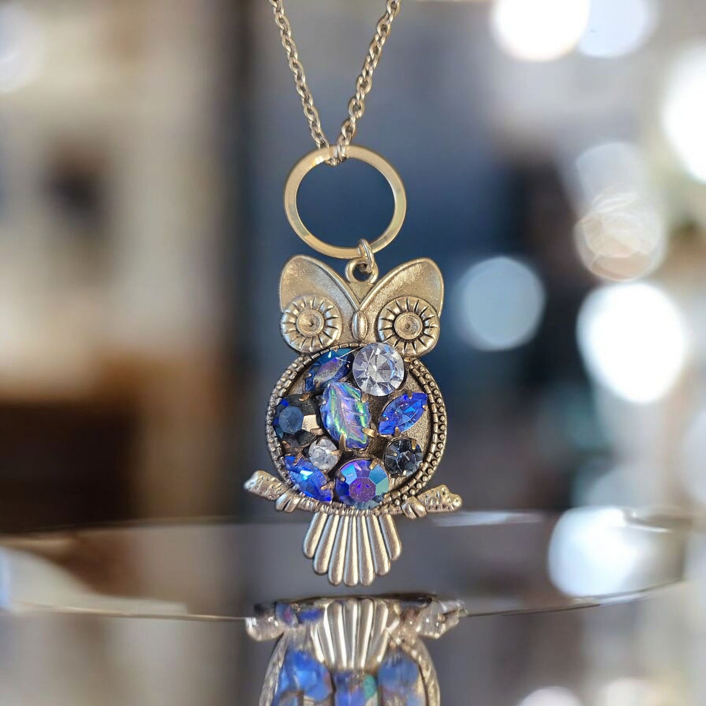 Vintage insert on this cute vintage style owl pendant