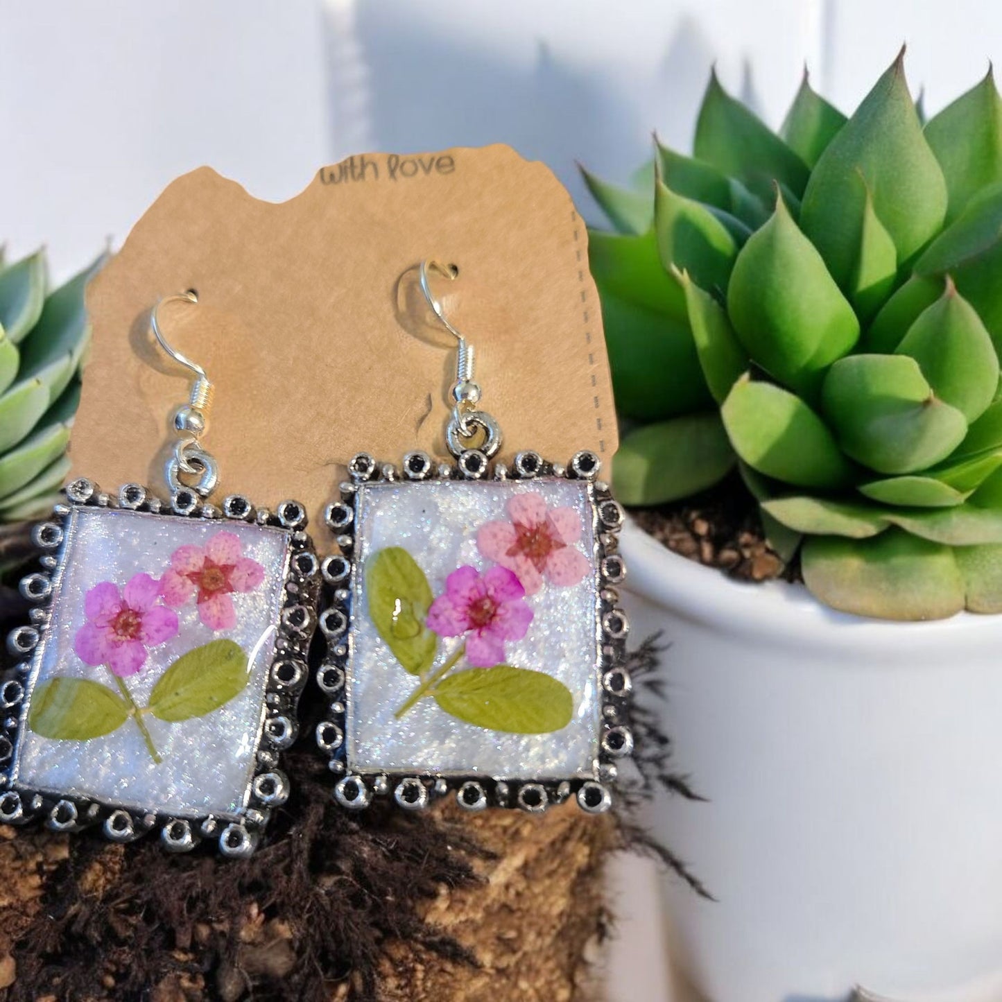 Real Flower Earrings in Resin