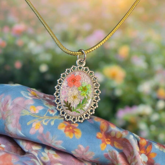 Real Flowers in resin pendant