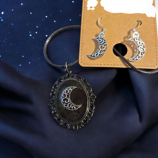 Alternative Moon necklace and earring set